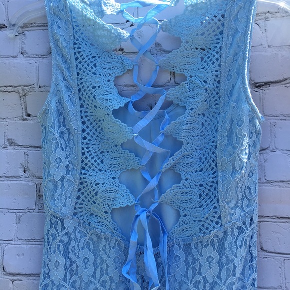 SENSEMILL Blue Floral Lace Ribbon Bodysuit NWT - Picture 6 of 7
